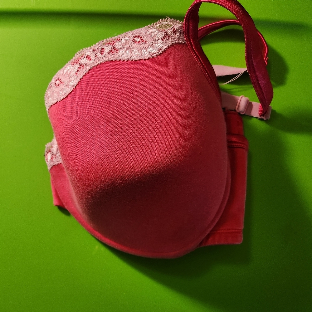 Elegant Pink Lace Trim Bra